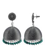 Turquoise Earrings-Round Studs Jhumkai -Silver Tribal Jhumkis-Indian Jewellery