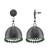 Seductive 34.4 Grams Handmade Alloy Oxidized 3 Mm Green Crystals And Round Jhumki Jewellery