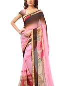 Pink Printed Georgette Saree With Blouse