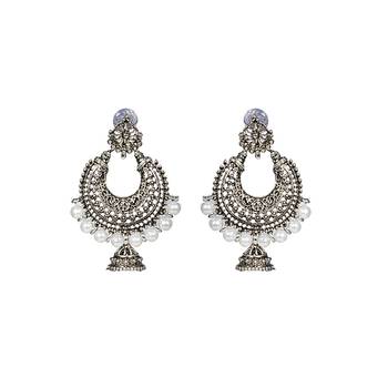 Silver Plated Drop Oxidised Earrings 1