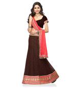 Choclate brown net embroidered unstitched lehenga choli