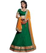 Green net embroidered unstitched lehenga choli
