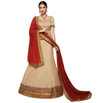 Chicku net embroidered unstitched lehenga choli 1