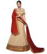 Chicku net embroidered unstitched lehenga choli