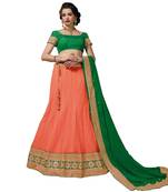 Orange net embroidered unstitched lehenga choli