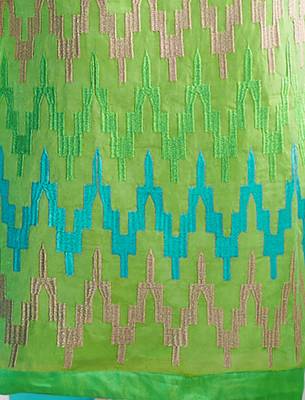 Light Green Chanderi Embroidered Straight Suit Dress Material 3