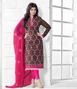 Brown Chander Embroidered Straight Suit Dress Material