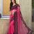 Pink And Black Embodiered Net Saree With Blouse