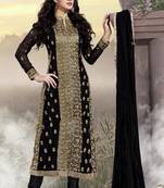 Black Georgette Embroidered Salwar Suit Material