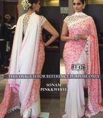 White embroidered georgette saree with blouse