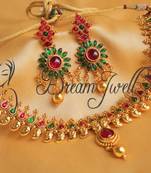 Beautiful Kemp Green Mango Necklace Set   Dj16779