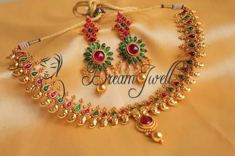 BEAUTIFUL KEMP GREEN MANGO NECKLACE SET - DJ16779
