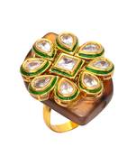 Brown Golden Kundan Ring