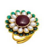 Maroon White Green Pacchi Work Ring