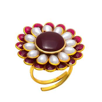 Maroon White Pacchi Work Ring 1