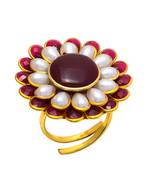 Maroon White Pacchi Work Ring