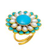 Touquoise White Onyx Pearl Pacchi Work Ring