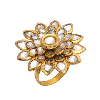 Gold Kundan Pacchi Work Ring 1