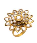 Gold Kundan Pacchi Work Ring