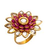 Pink Golden Kundun Pacchi Work Ring