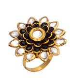 Black Golden Kundan Pacchi Work Ring