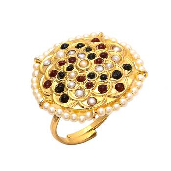 Red Green Pearl Onyx Ring 1