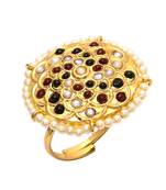 Red Green Pearl Onyx Ring