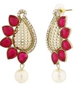 Designer Paisley Antique Rhodium Plated Pink Earring For Women