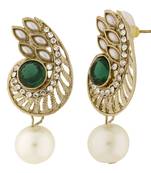 Paisley Filigree American Diamond Pearl Green Earring For Women
