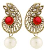 Paisley Filigree American Diamond Pearl Black Earring For Women