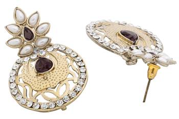 Flower Filigree Antique Rhodium Pearl Black Earring For Women 2