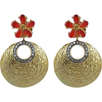 Red American Diamond Floor Gold Plated Earring 1