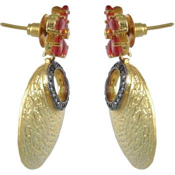 Red American Diamond Floor Gold Plated Earring 2