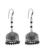 Jaipur Jewelry Ethnich Collecton  -Black Crystal Beads Crafted Jhumki