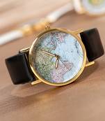 Black World Map Watch