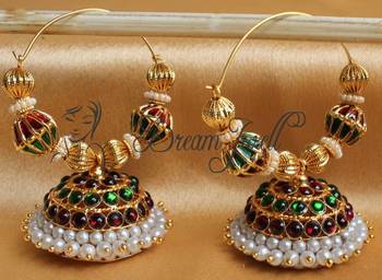 Beautiful Temple Jhumka Designer Hoop Earrings 1