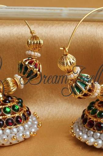 Beautiful Temple Jhumka Designer Hoop Earrings