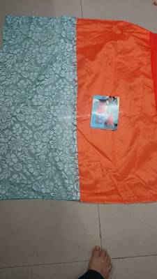 Sky blue embroidered georgette saree with blouse 2