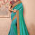 Dark sea green embroidered art silk saree with blouse