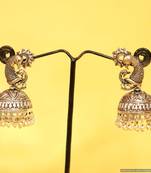 Silver Plated Antique Peacock Jhumka'S
