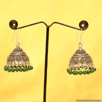 Silver Plated Antique Look Jhumka'S 1
