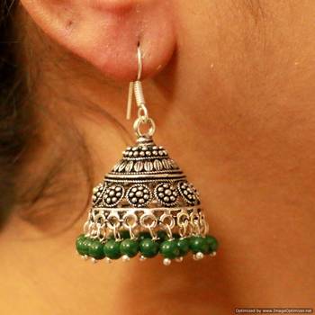 Silver Plated Antique Look Jhumka'S 2