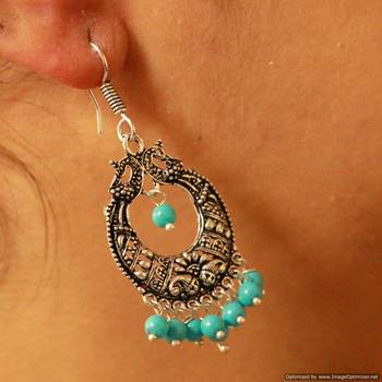 Silver Plated Antique Peacock Earrings 2