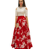 Bollywood Lehenga - Shraddha Kapoor Red & White Party Wear Crop Top Semi-stitched Lehenga Choli