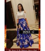Bollywood Replica - Shraddha Kapoor Blue & White Party Wear Crop Top Lehenga