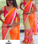 Multicolor embroidered georgette saree with blouse