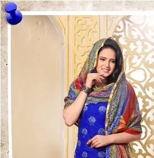 Blue printed chanderi unstitched salwar with dupatta 2