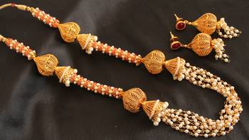 Royal Designer Ruby Pearl Necklace Set 1