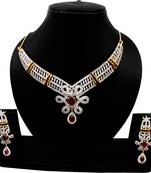 Designer AD Necklace Set With Ruby