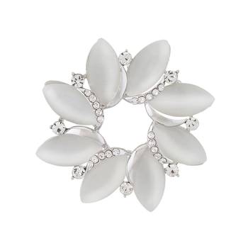 Silver Colour Floral Shape Brooch for Men and Women 1
